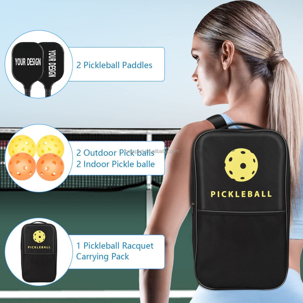 USAPA Standard Raquet Lightweight Fiberglass Surface Pickleball Paddles Rackets Set with 4 Balls and 1 Bag