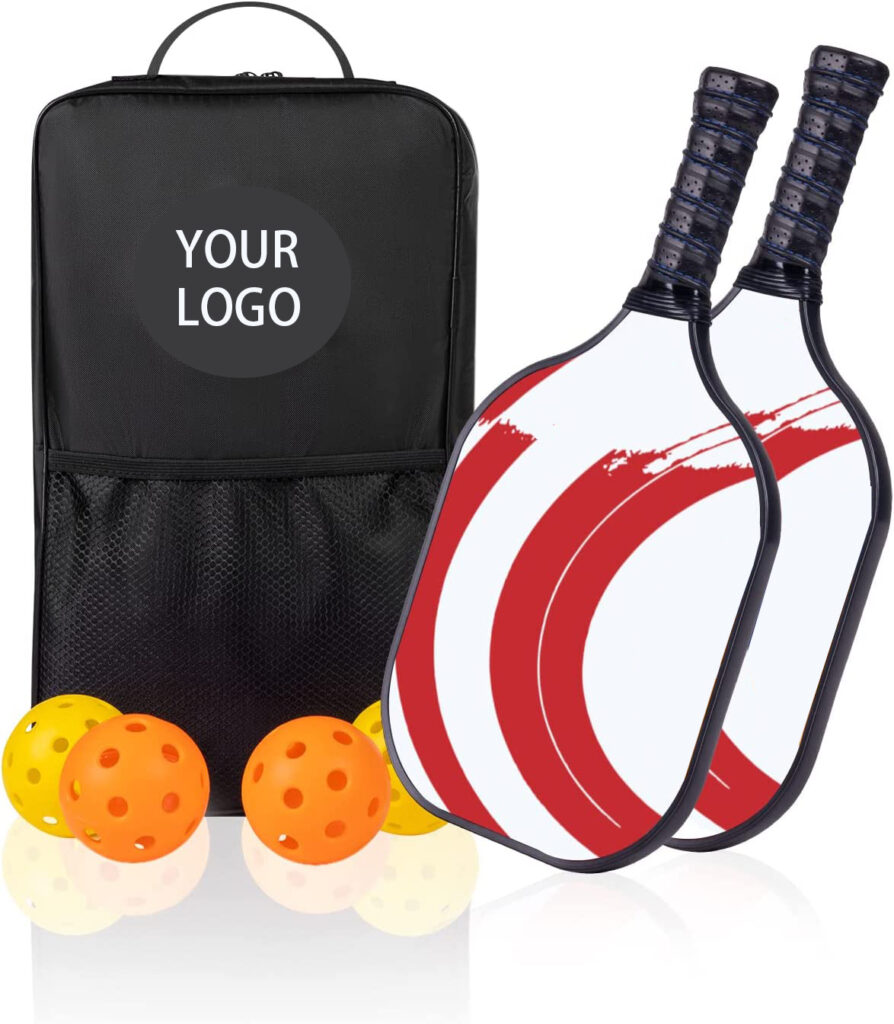 USAPA Standard Raquet Lightweight Fiberglass Surface Pickleball Paddles Rackets Set with 4 Balls and 1 Bag